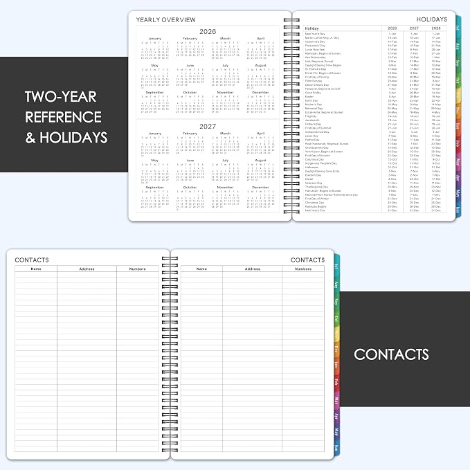 Planner 2026-2027 - 8'' x 10'', JUL 2026 to JUN 2027, 2026-2027 Calendar, Weekly and Monthly, with Monthly Tabs, Yearly Planner 2026-2027, Calendar Planner with Twin-wire Binding, Flexible Cover