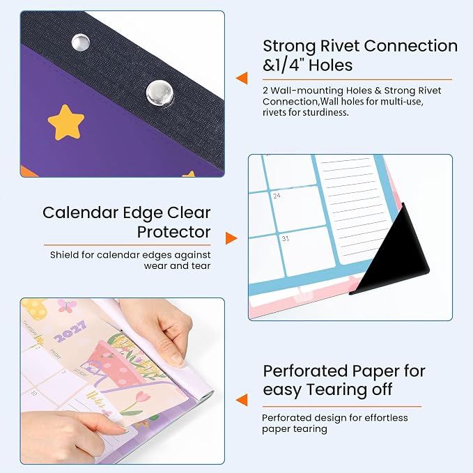 SUNEE Desk Calendar 2026 17x12, 18 Months, Apr. 2026 to Sep. 2027, Academic Calendar 2026-2027, School Year Large Desktop Calendar Monthly for Teacher, Cute with Note