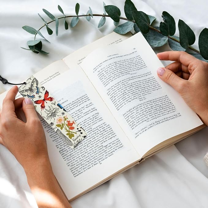 Butterfly 5pcs Wood Bookmarks with Tassel for Planner Reading Book Lovers Accessory Readers Men Women 4.6 X 1.2 Inch