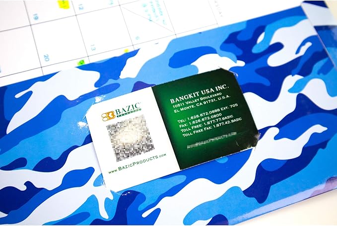 BAZIC Products 2 Pocket Paper Folder, Letter Size Document Organizer for School, Office, Business Use, Camouflage Design Portfolio Folder for Homework, Reports & Forms, Assorted Colors, 6 Pack