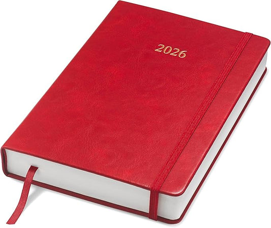 Wykeham's Executive 2026 Daily Journal Planner – US Public Holidays & Format – Customization Available (Crimson, 8.5" x 5.5")