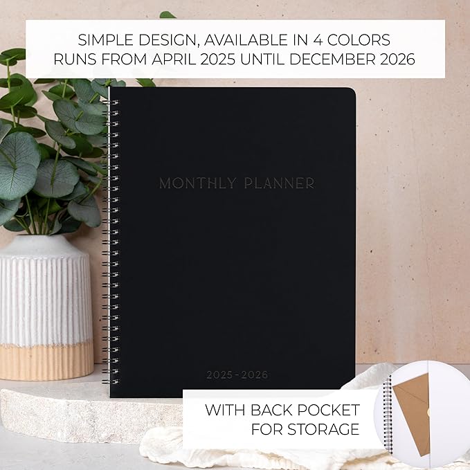 Beautiful 2025-2026 Monthly Planner and Calendar Book - Aesthetic To Do List Notebook For Women to Easily Organize Your Tasks and Boost Productivity - Runs From April 2025 Until December 2026