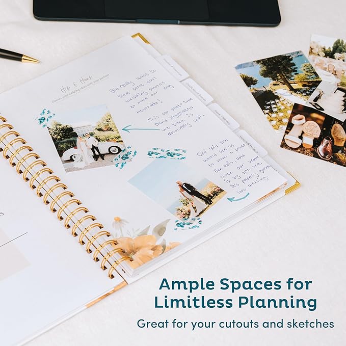 Timeless Premium Wedding Planner Book and Organizer – Timeless Premium Wedding Planner Book and Organizer – Wedding Planning Book, Comprehensive Keepsake & Countdown Binder, Perfect Engagement Gift for Women, 11" x 9" (Wildflower)