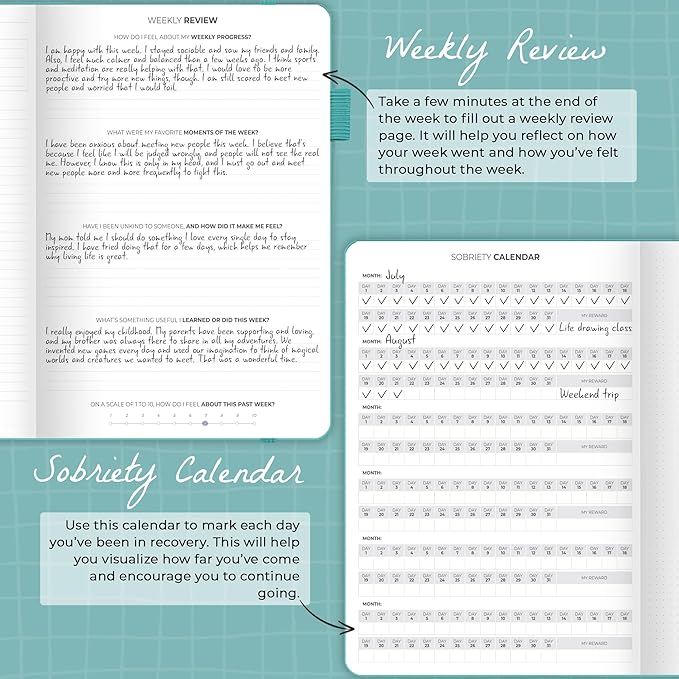 Clever Fox Addiction Recovery Journal Large – Guided Sobriety Workbook for Alcohol, Drug, Gambling, Eating & Other Addictions – Daily Planner to Support Recovery Progress, 8.3x11” (Light Turquoise)