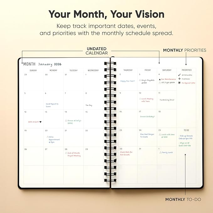 2026 Planner. 8.5" x 11" Spiral-Bound Weekly, Monthly and Daily Planner - Organize All 52 Weeks - Increase Productivity and Get Organized - Productivity Store (Black)