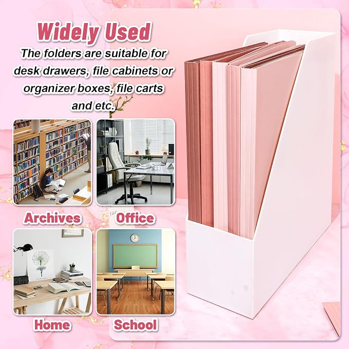 Whaline 24 Pack Dusty Pink File Folders Letter Size Gradient Pink File Pockets with 1/3 Cut Tab 8.9 x 11.6 Inch Solid Color Cute Documents Folders for Organizing Filing Home Office Supplies