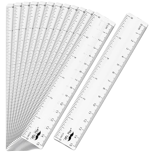 Mr. Pen- Plastic Rulers, 6 Inch, 12 Pack, Easy-to-Read Markings, Scratch-Resistant Design, Durable Clear Ruler for Crafting Office & School, School Supplies, Bulk Rulers Set, Measuring Tools