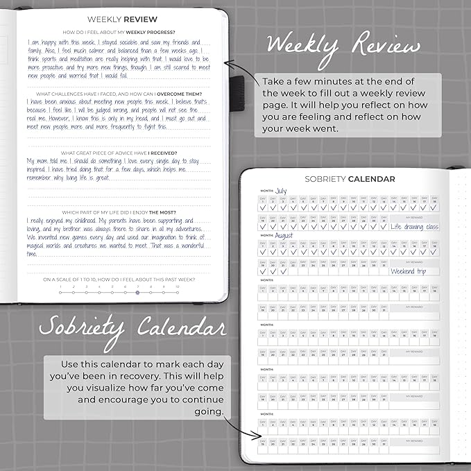 Clever Fox Addiction Recovery Journal – Addiction Treatment Planner & Workbook – Daily Sobriety Journal for Recovery Progress, A5 (Black)
