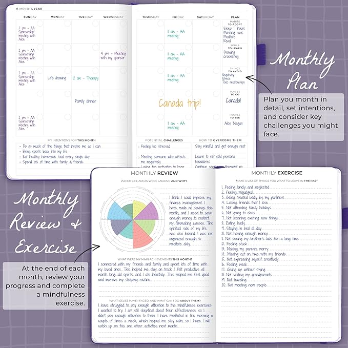 Clever Fox Addiction Recovery Journal – Addiction Treatment Planner & Workbook – Daily Sobriety Journal for Recovery Progress, A5 (Purple)