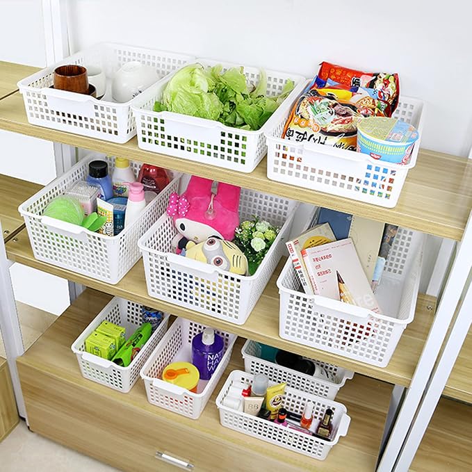6-Pack Plastic Storage Trays Basket, Organization Basket Tray for Paper/File, White