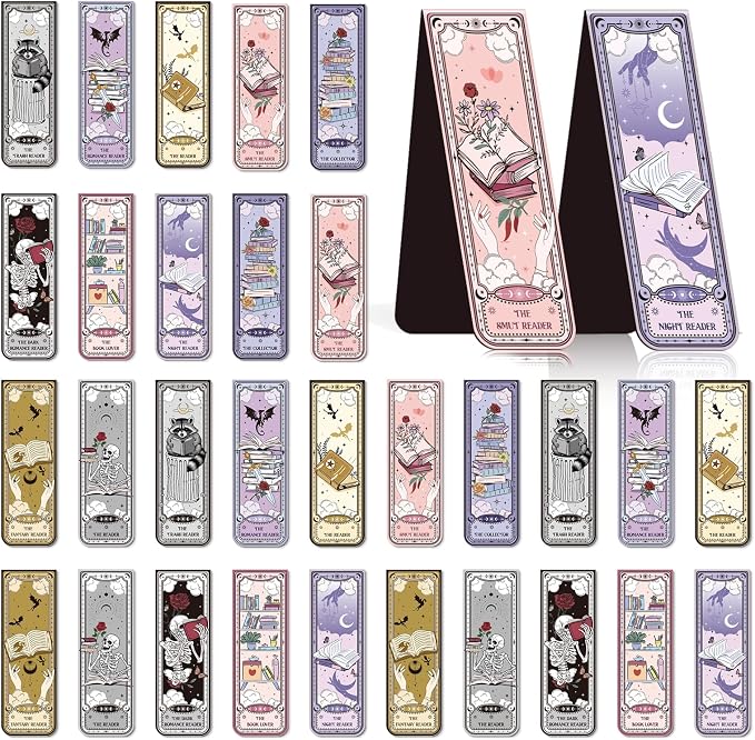 Wxiben Tarot Magnetic Bookmark for Women - 30 Pcs Fantasy Dragon Skull Bookmark Dark Romance Book Mark Magnets Page Clip Gifts for Bookish Book Lovers Students Teacher Reading Party Favor