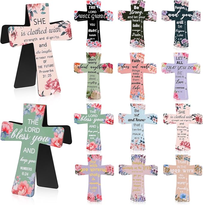 Resurhang 96 Pcs Magnetic Bookmarks Christian Cross Magnetic Page Markers Religious Bible Verses Bookmarks for Mother's Day Women Student Church Study Group Graduation Coworker Team (Flower,Bible)
