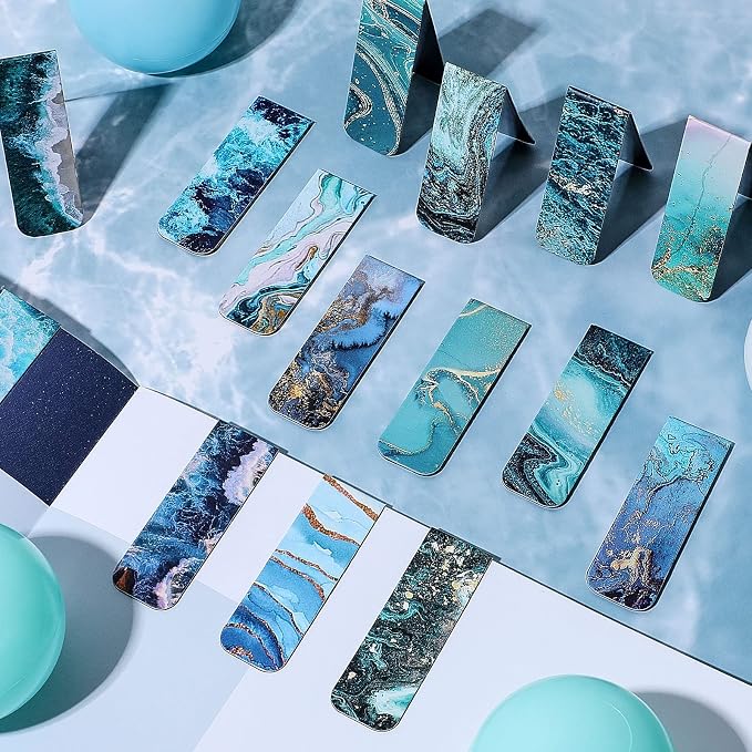 Zonon 24 Pcs Ocean Magnetic Bookmarks Summer Blue Magnet Page Markers Page Clip Funny Bookmark Gifts for Graduation Reading Lover Women, Men Classroom Prize Graduation Party Favors