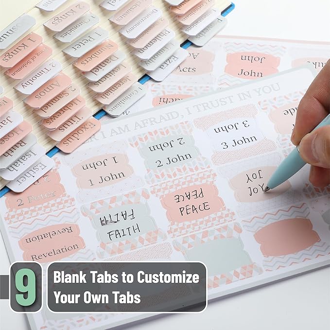 Mr. Pen- Bible Tabs, 75 pcs, Modern Grace, Gold Foil Lettering, Laminated Bible Tabs for Women and Men, Large Print Bible Index Tabs, Bible Book Tabs, Bible Labels Tabs