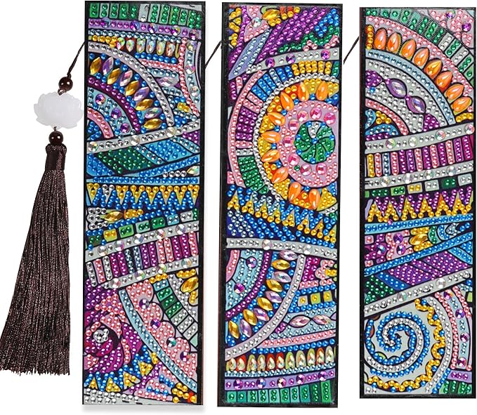 Tontut 3pcs Diamond Art Painting Kit Bookmarks, Star River Exquisite General DIY Bookmarks, Lightweight and Durable for Reading Lovers