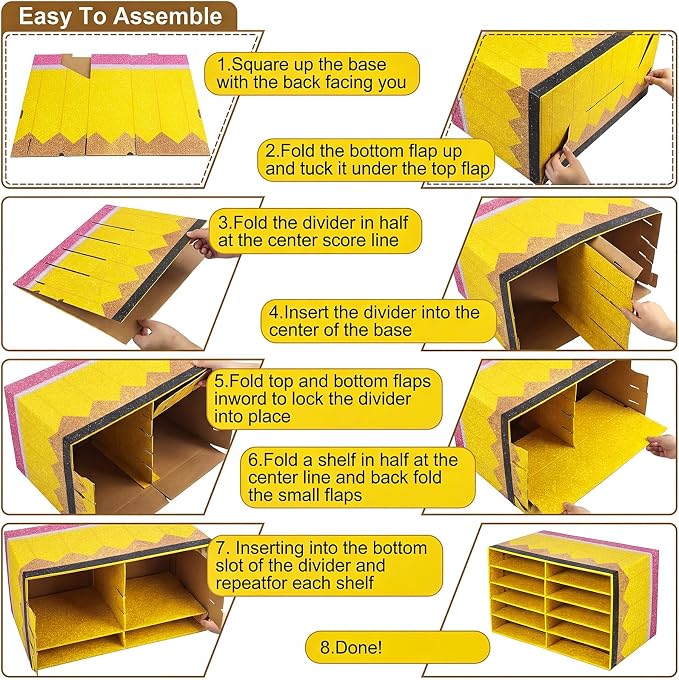 Colingmill 2 Pcs Pencil Classroom Paper Storage Organizer Construction Paper Storage Desktop Mailbox File Sorter Literature Cardboard Organizer for Home Office School, 19.7 x 12.4 x 11.8 Inch