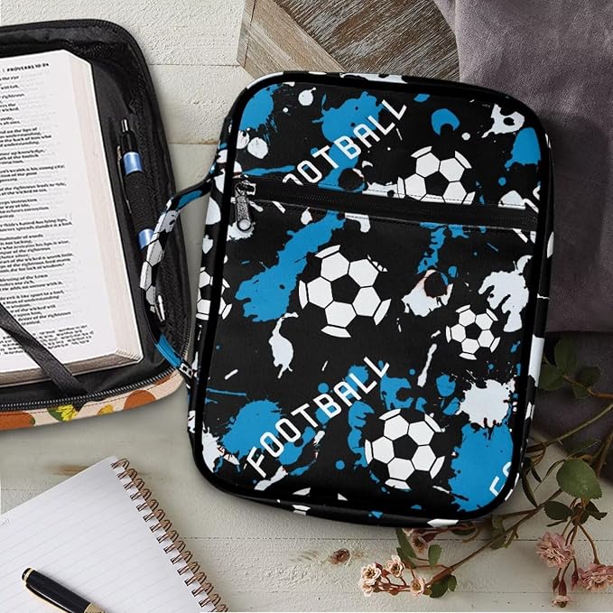 Coldinair Football Color Splatter Bible Bag for Boys Teen - Kids Bible Carrying Case Holder for Boys Carrying Book Case Church Bag with Handle and Zippered Pocket