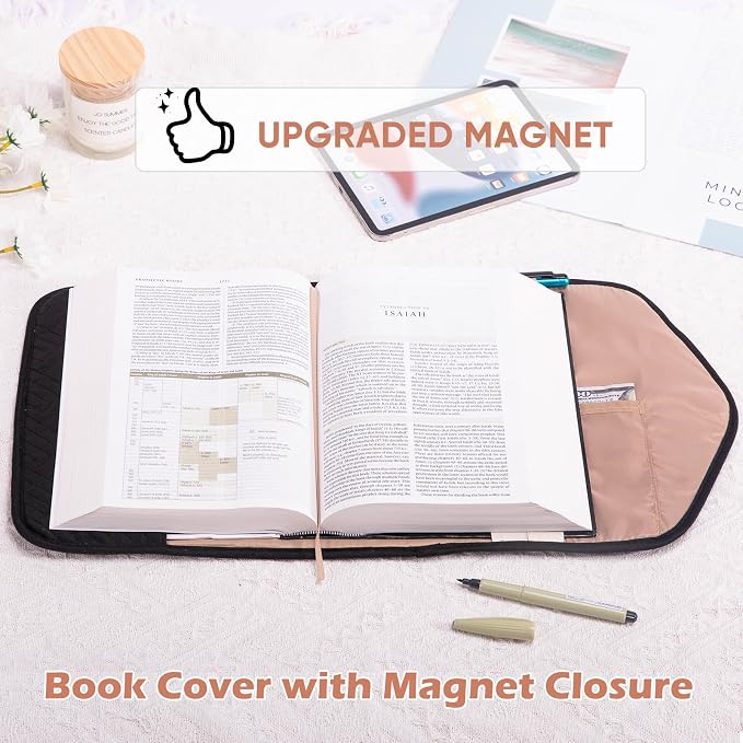 APLUFINE Reusable Book Cover with Magnet Closure - Adjustable Book Sleeve for Hardcovers and Paperbacks