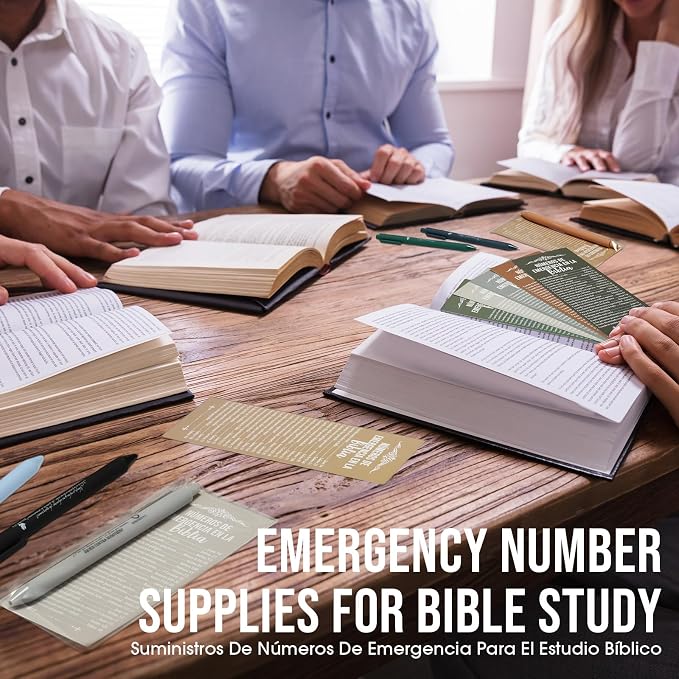 Feifeiya 50 Sets Christian Fathers Day Gifts Bulk Religious Pens Bible Verse Emergency Numbers Bookmark Scripture Catholic Gift for Women Men Church Welcome Sunday School(Boho Color,Spanish)