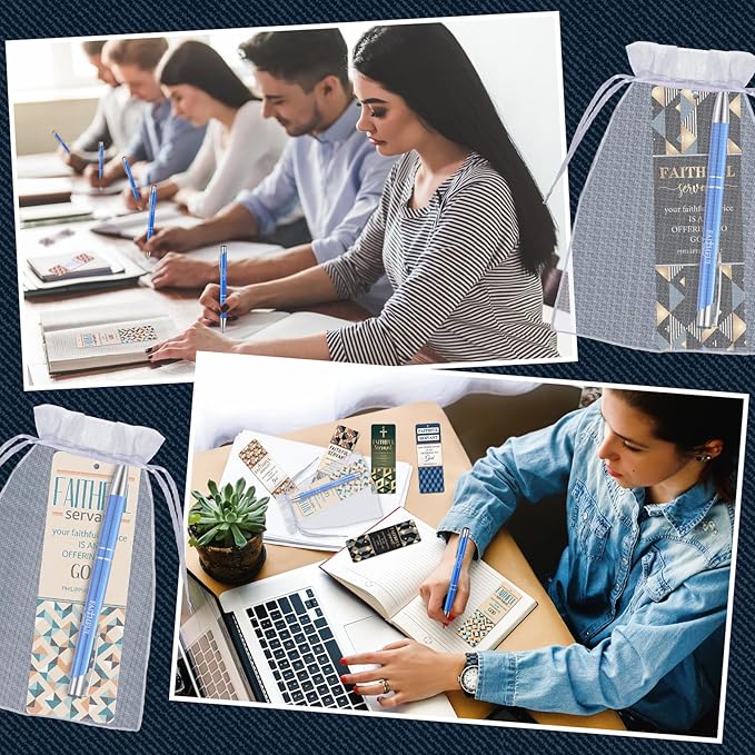 Dispowreath 36 Pcs/18 Sets Faithful Servant Gifts Pen with Bookmark 18 Faithful Servant Pen, 18 Philippians 2: 17 Bookmarks Father's Day Appreciation Gift for Pastors Church Leaders Volunteers Prizes