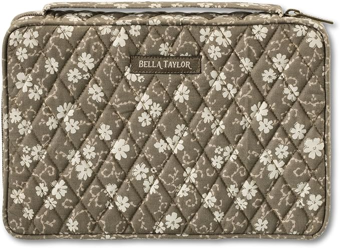 Bella Taylor Small Bible Cover for Women - Quilted Cotton Bible Case for 6 x 9 inch Books - Woodland Floral
