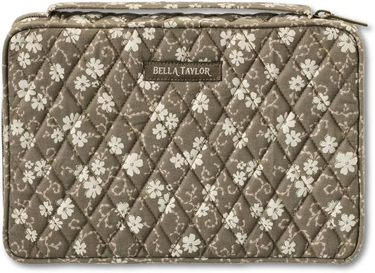 Bella Taylor Small Bible Cover for Women - Quilted Cotton Bible Case for 6 x 9 inch Books - Woodland Floral
