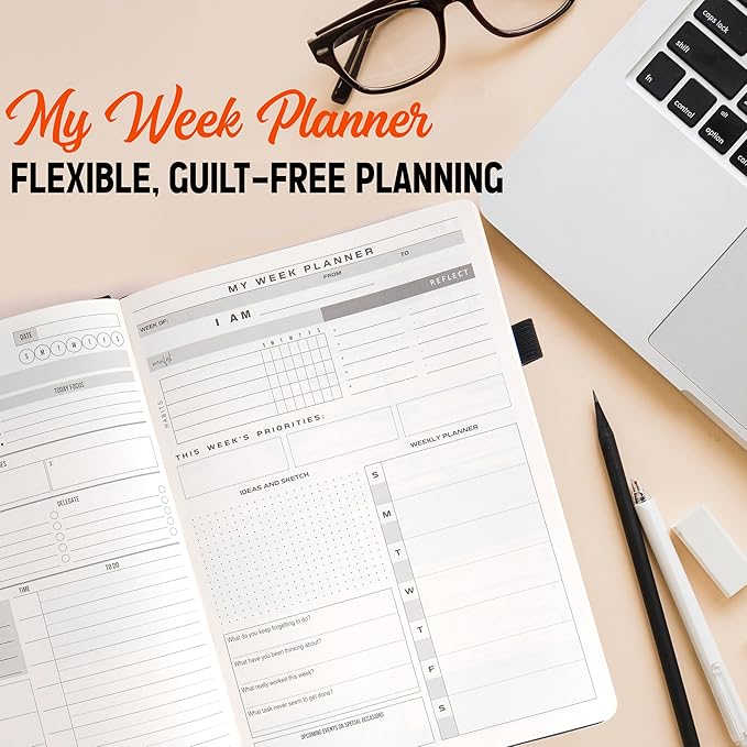 The ADHD Planner for Adults - 6 Month Undated Weekly Daily Full Focus Planner Organizer Notebook - Organizing Solutions for People with ADHD and Neurodivergent Men and Women (Black)