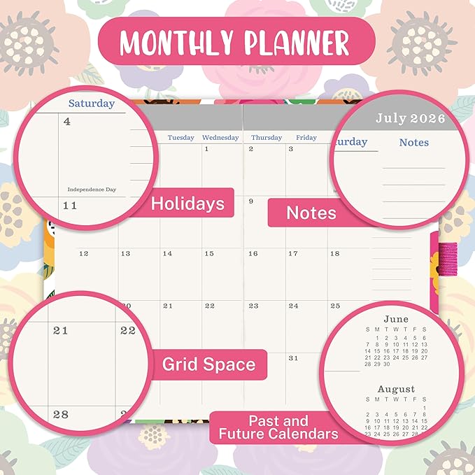 2026-2029 Pocket Planner/Calendar - 3 Year Monthly Planner 2026-2029, July 2026 - June 2029(36 Months), 6.3" x 3.8", Monthly Pocket Calendar with Elastic Closure, Pen Hold, 60 Notes, Perfect for Purse