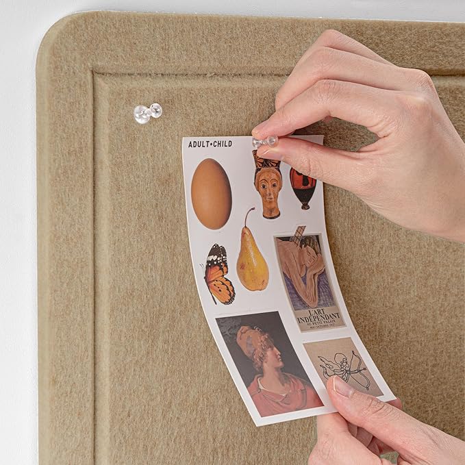 Bulletin Board, 36 x 24 inches Felt Board - Decorative Pin Board, Cork Board Alternative for Wall, 3' x 2' Foldable Picture Board Self-Adhesive Vision Board with 20 Pushpins - Desert Brown