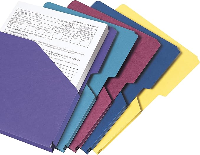 Smead Organized Up Expanding Slash Jacket, 2/5-Cut Tab, 1" Expansion, Letter Size, Assorted Colors, 5 per Pack (75445) (Pack of 12)
