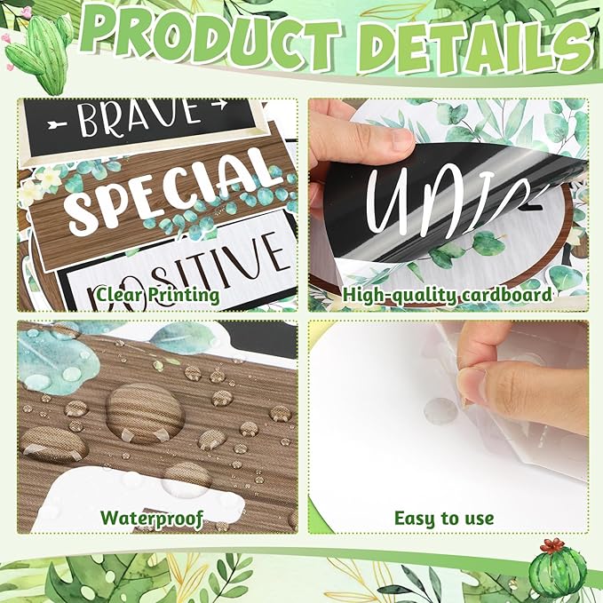 Eucalyptus Positive Inspirational Affirmation Bulletin Board Decor Nature Classroom Decor Classroom Greenery Themes Decoration Sets