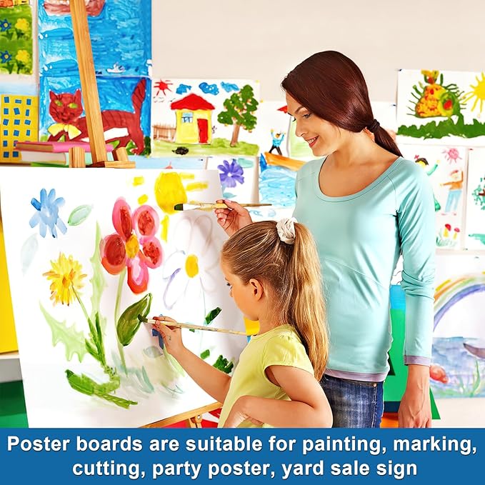 18 Pcs White Poster Board Paper 14x18, ROOKEA Blank Graphic Display Vision Boards Bulk for School Arts Classroom Crafts Projects Presentations Drawing Scrapbooking