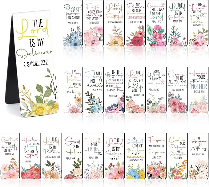 Bible Verse Magnetic Bookmarks - 30 PCs Christian Floral Book Marks for Reading Women Bulk Religious Inspirational Page Markers for Girls Kids Students School Scripture Church Faith Gifts
