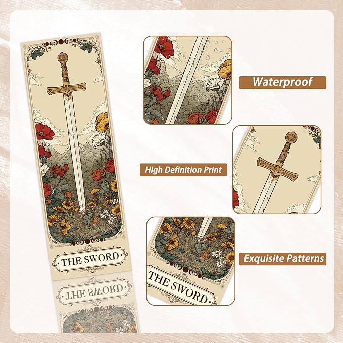 60 Pcs Tarot Fantasy Bookmarks, Dark Romance Book Marks for Reading Women Book Lovers, Witchy Aesthetic Page Marker Clips for Gothic Romance Novel or Bookish Gifts
