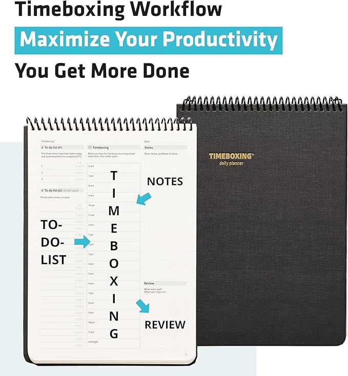 TIMEBOXING PLANNER - Structure to Turn To-Do into DONE | 105 Day Undated Organizer for Students & Busy People | 7×9 spiral Hard Cover