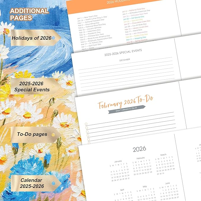 CAGIE 2026 Planner Weekly and Monthly 13 Month Hardcover Planner for Women with Pockets, Large Calendar with Stickers Tabs, Dec 2025–Dec 2026, 8.3" x 9.3", Daisy