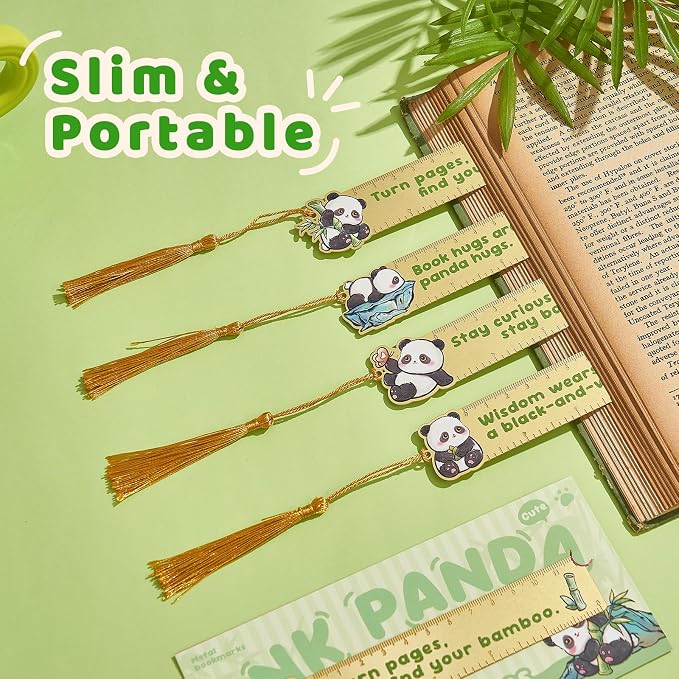 4 PCS Panda Bookmark Rules, Funny Metal Book Marks for Reading Women, Teens Teacher Planner,Book Lovers Gifts
