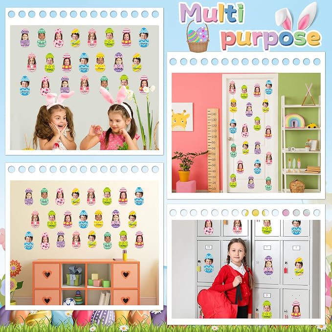 60 Set Easter Egg Cutouts Easter Bulletin Board Decoration Colorful Egg Shape DIY Photo Craft Cutouts Spring Theme Classroom Decor for Teacher Student Party School Classroom Home Chalkboard Wall Decor