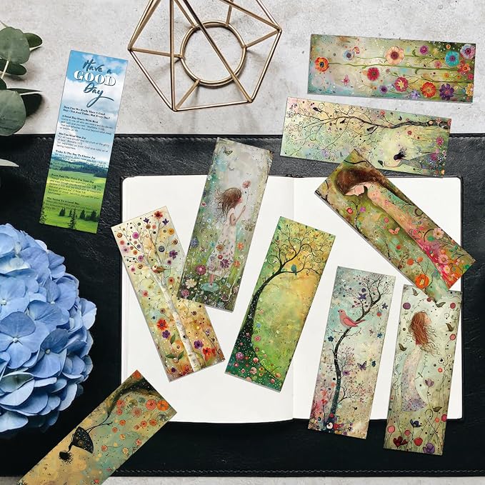 Vintage Spring Bookmarks Gifts - 120 Pcs Flower Butterfly Bookmark Paper Fairy Bird Book Marks Page Marker Clip Favors for Women Men Office Home Book Lovers Reading Home Supplies