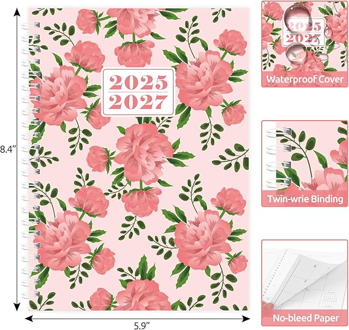 KONVINIT 2026-2027 Monthly Planner, 30 Months Calendar 2025 Planner - Runs From July 2025 Until December 2027-5.9'' x 8.4'' - Pink Monthly Planner 2025-2027 for Office Supplies