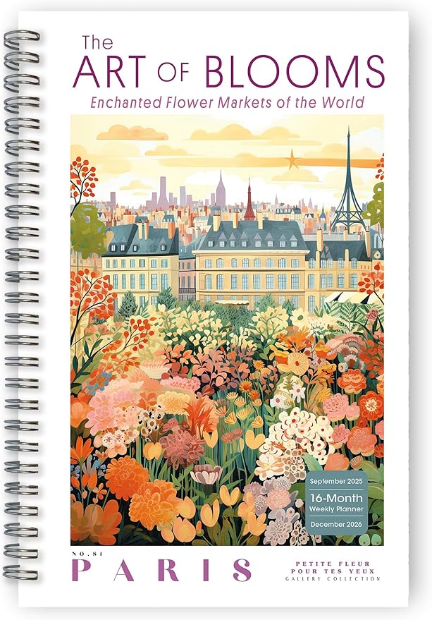 The Art of Blooms 2026 Weekly & Monthly Planner, 12-Month Calendar with Botanical Artwork & Travel-Inspired Illustrations, 2026, 6" × 9"