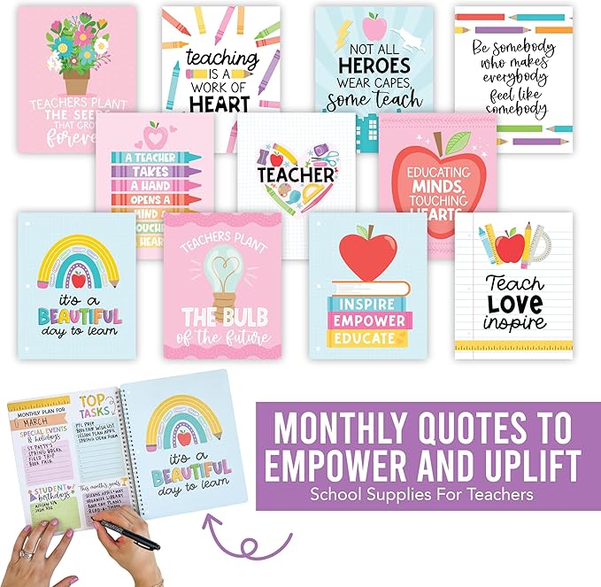 Hadley Designs Teacher Planner 2025-2026 – Lesson Planner Book for Teachers Must Haves, Undated Teacher Planners, Lesson Plan Notebook, Homeschooling Planners, Teachers Appreciation Gifts