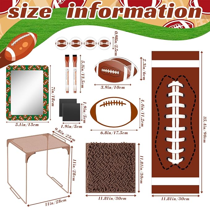Demonwer 14 Pcs Locker Accessories Kit Rugby Themed Locker Organizer Magnetic Whiteboard Mirror Pen Holder Rugby Stickers for Back to School Essentials Locker Decorations