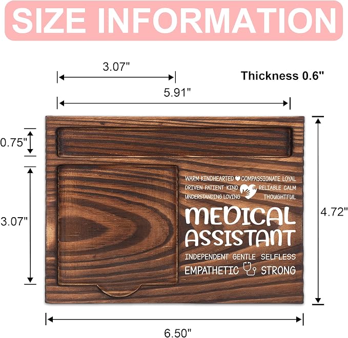 Medical Assistant Appreciation Gifts, Thank You Gift for Healthcare Coworker, Medical Office Coworkers Staff Appreciation Gifts, Sticky Note Holder Wooden Notepad & Pen Holder 6.5" x 4.7" - FTA284