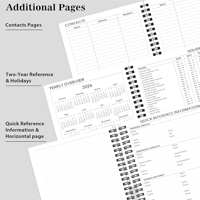 2026-2027 Planner - Weekly & Monthly Academic Planner 2026-2027, From July 2026 - June 2027, 6.25 in × 8.3 in, Flexible Cover, Twin-Wire Binding - Classic Black, Improving Your Time Management Skill