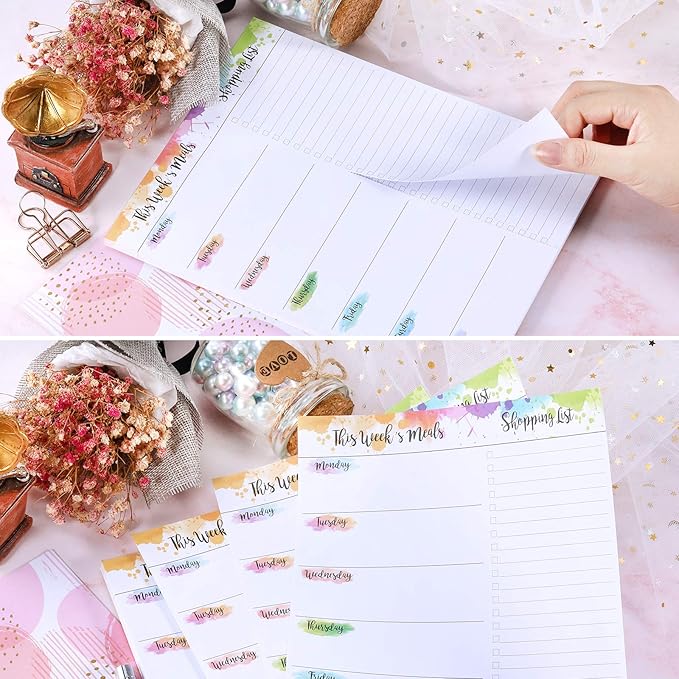 Weekly Meal Planner - Undated Magnetic Notepads with Grocery List, 7" x 9",52 Weeks, Meal Planning Pad for Refrigerator Door with Tear-Off Shopping List, Hanging Food/Menu Organizer Notepad