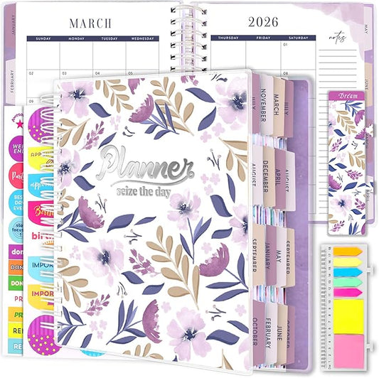 Planner 2026-2027, 18 Months Large Academic Daily Weekly Monthly Organizer | July 2026 - Dec 2027, 8.5x9.8", Page Tabs & Separator Page, Pocket Folder, Bookmark, Stickers & Sticky Note Set