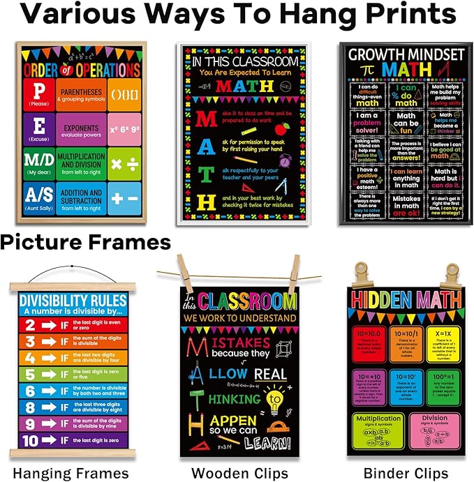gisgfim 8 Pcs Math Posters Math Teacher Bulletin Board Posters Classroom Decorations For Elementary Middle High School Mathematics Education Banner Classroom Signs Must Haves