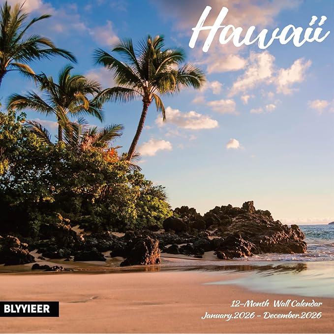 2026 Wall Calendar Hawaii, 12 Months Hangable Wall Calendars, 12" x 24" (Open), Thick Glossy Paper, Organizing & Planning
