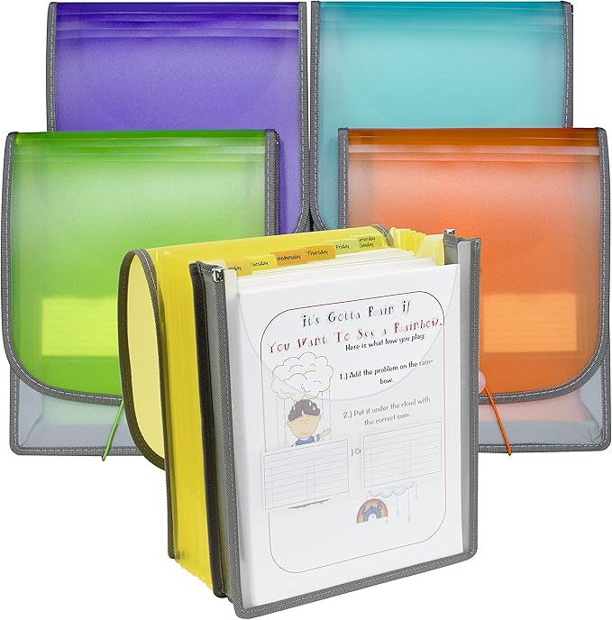 C-Line 7-Pocket Vertical Expanding Backpack Organizer File, 1 File, Color May Vary (58700), Assorted, 1" x 10 1/4" x 12 3/4" (Pack of 12)